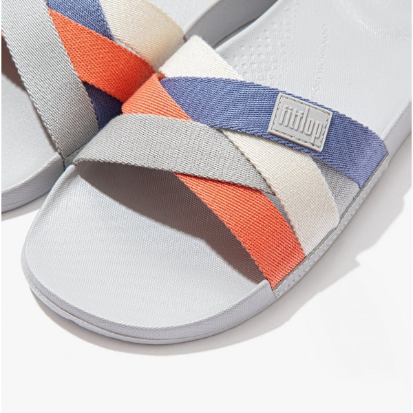 FitFlop iQUSHION Womens Multi-Strap Sliders Soft Grey Mix