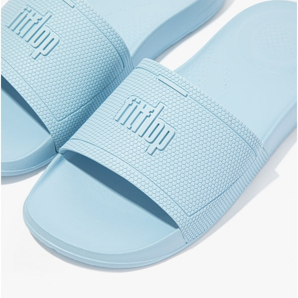 FitFlop iQUSHION Womens Rubber Pool Sliders Sky Blue