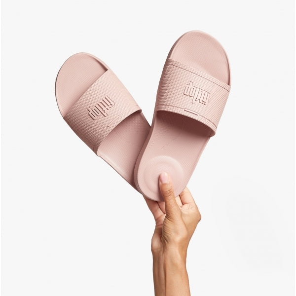 FitFlop iQUSHION Womens Rubber Pool Sliders Beige