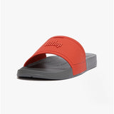 FitFlop iQUSHION Mens Pool Sliders Red Clay/Pewter Grey