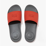 FitFlop iQUSHION Mens Pool Sliders Red Clay/Pewter Grey