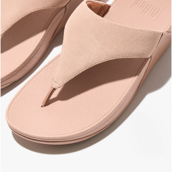 FitFlop LULU Womens Suede Toe-Post Sandals Beige