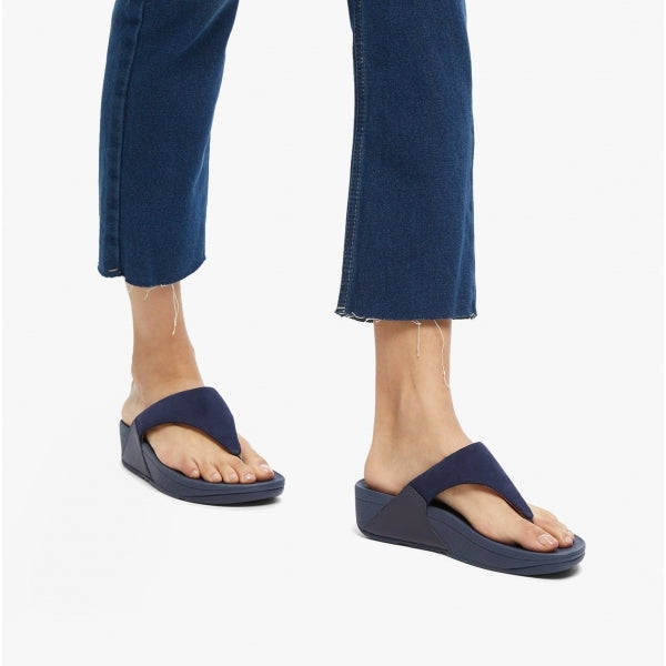 FitFlop LULU Womens Suede Toe-Post Sandals Midnight Navy