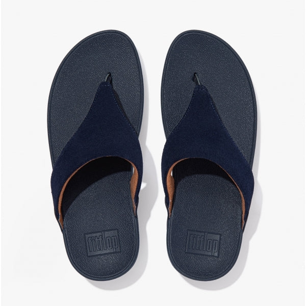FitFlop LULU Womens Suede Toe-Post Sandals Midnight Navy