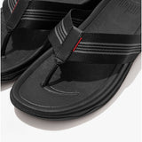 FitFlop SURFER STRIPE Mens Toe-Post Sandals All Black