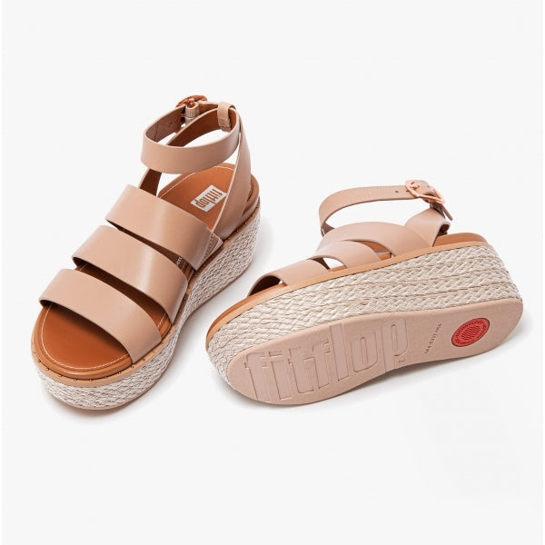 FitFlop ELOISE Womens Espadrille Strappy Wedge Sandals Beige