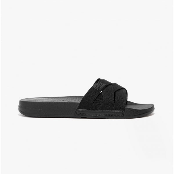 FitFlop iQUSHION Womens Multi-Strap Sliders All Black