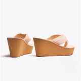 Rocket Dog DIVER WEBBING Womens Textile Wedge Flip Flops Cream