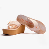 Rocket Dog DIVER WEBBING Womens Textile Wedge Flip Flops Cream