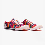 Rocket Dog JAZZIN EDEN STRIPE Womens Cotton Casual Trainers Red Multi