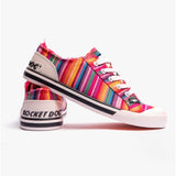 Rocket Dog JAZZIN EDEN STRIPE Womens Cotton Casual Trainers Red Multi