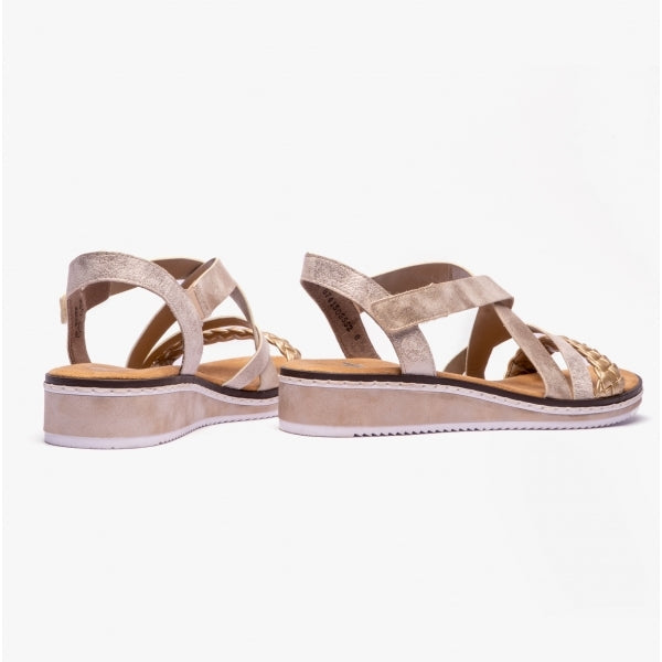 Rieker V3663-90 Womens Sandals Gold