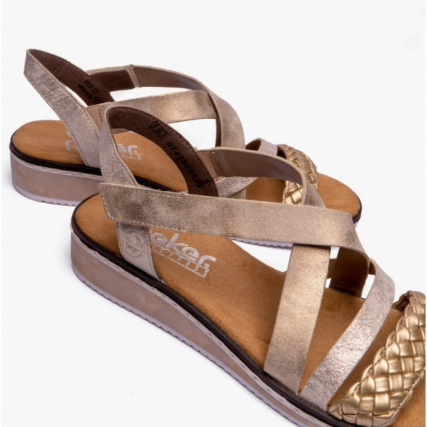 Rieker V3663-90 Womens Sandals Gold