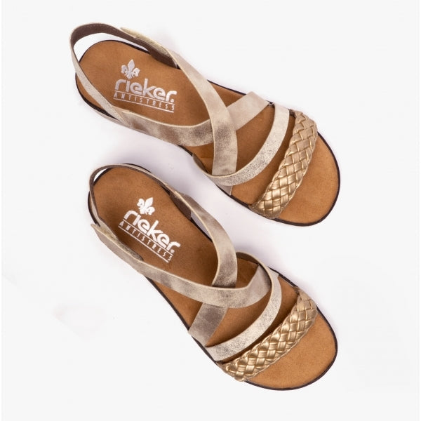 Rieker V3663-90 Womens Sandals Gold