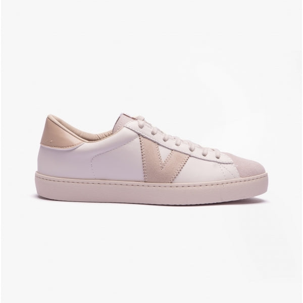 Victoria BERLIN LEATHER & SPLIT Womens Trainers White/Nude