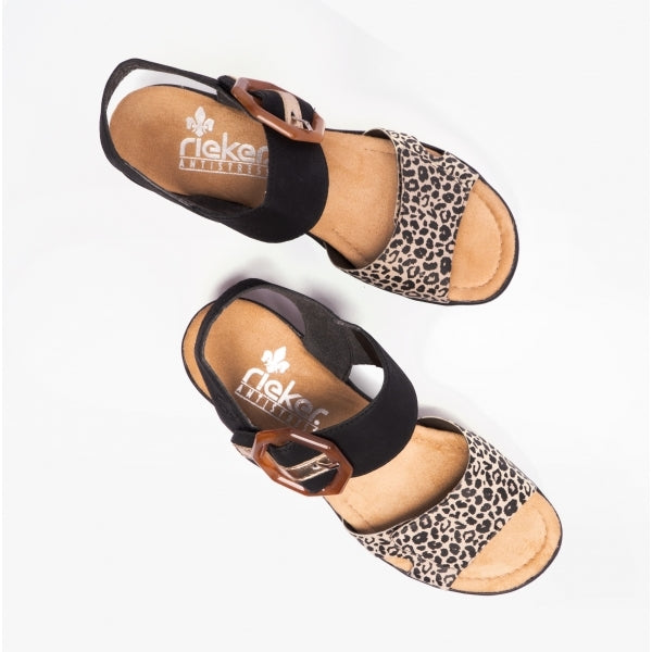 Rieker 68176-00 Womens Sandals Black Multi