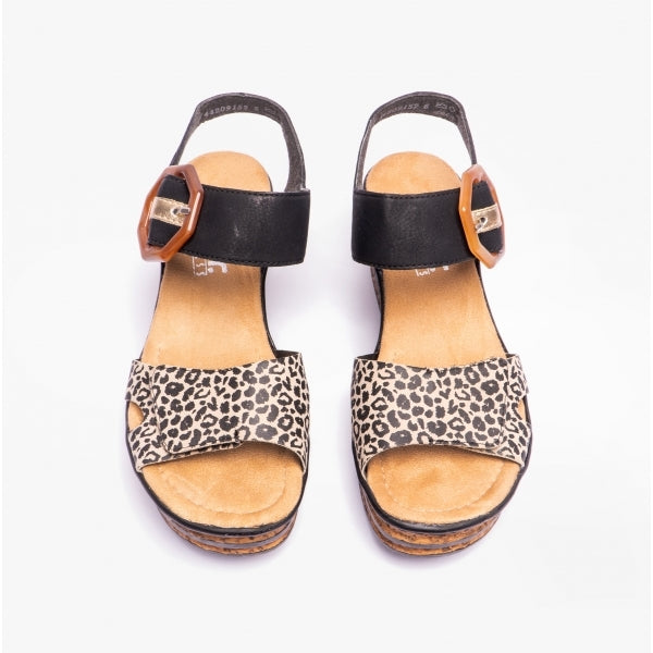 Rieker 68176-00 Womens Sandals Black Multi