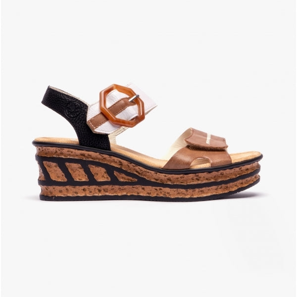 Rieker 68176-64 Womens Sandals Beige Multi