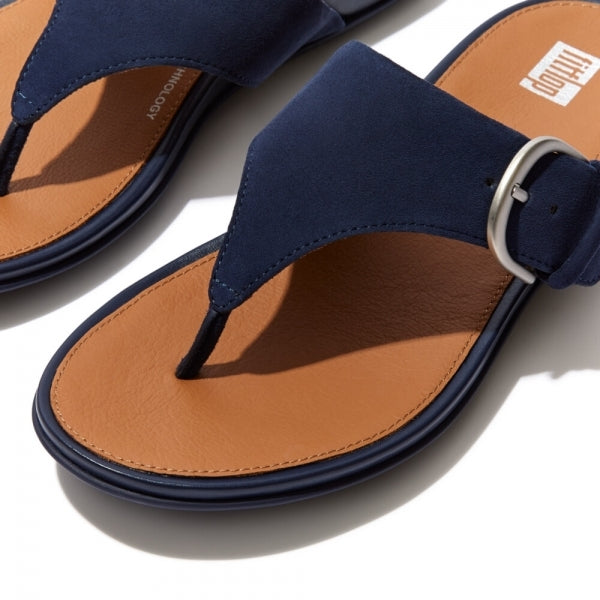 FitFlop GRACIE Womens Suede Toe-Post Sandals Midnight Navy