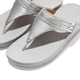 FitFlop LULU LASERCRYSTAL Womens Toe-Post Sandals Silver