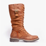 Cipriata GABRIELA Womens Lace-Up Tall Boots Tan Brush