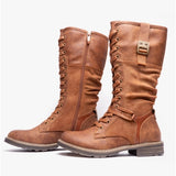 Cipriata GABRIELA Womens Lace-Up Tall Boots Tan Brush