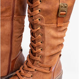 Cipriata GABRIELA Womens Lace-Up Tall Boots Tan Brush