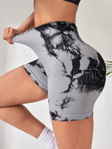 Yoga Trendy Tie Dye Wideband Waist Sports Shorts