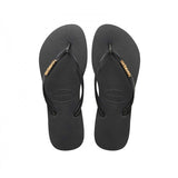 Havaianas HAV SLIM LOGO METALLIC Womens Flip-Flops Black/Gold
