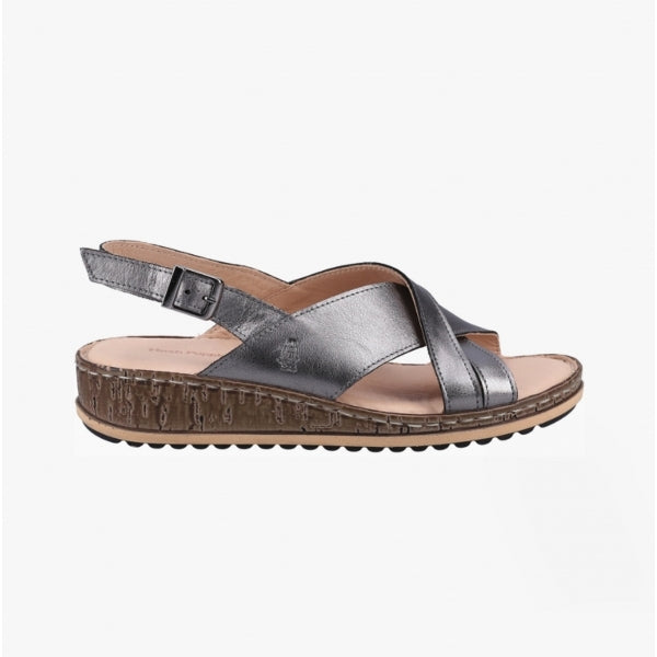 Hush Puppies ELENA Crossover Womens Wedge Sandals Pewter