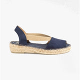 Toni Pons ETNA Womens Leather Open-Toe Espadrilles Navy