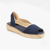 Toni Pons ETNA Womens Leather Open-Toe Espadrilles Navy