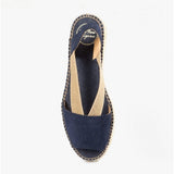 Toni Pons ETNA Womens Leather Open-Toe Espadrilles Navy