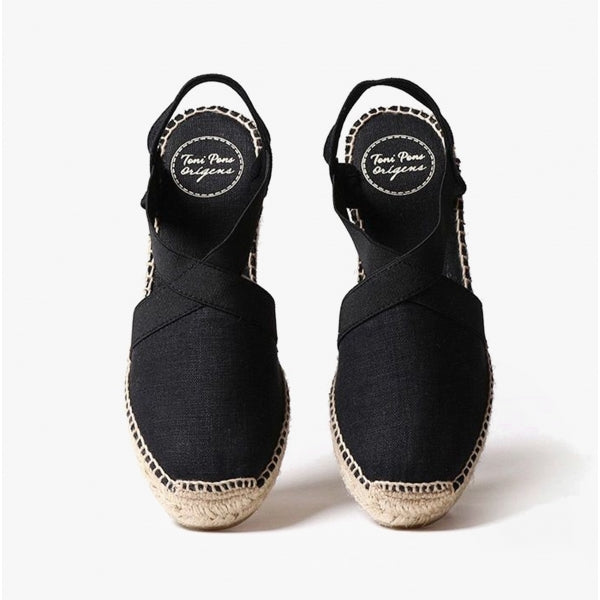 Toni Pons TER Womens Vegan Wedge Espadrilles Black