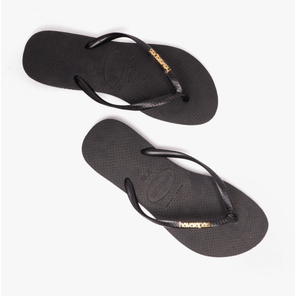 Havaianas HAV SLIM LOGO METALLIC Womens Flip-Flops Black/Gold