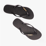Havaianas HAV SLIM LOGO METALLIC Womens Flip-Flops Black/Gold