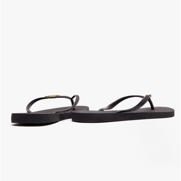 Havaianas HAV SLIM LOGO METALLIC Womens Flip-Flops Black/Gold