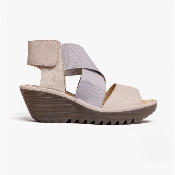 Fly London YUBA385FLY Crossover Wedge Womens Sandals Off White
