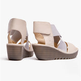 Fly London YUBA385FLY Crossover Wedge Womens Sandals Off White