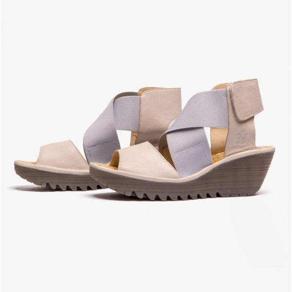 Fly London YUBA385FLY Crossover Wedge Womens Sandals Off White