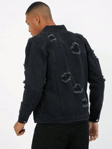 Manfinity EMRG Men Cotton Ripped Flap Detail Denim Jacket
