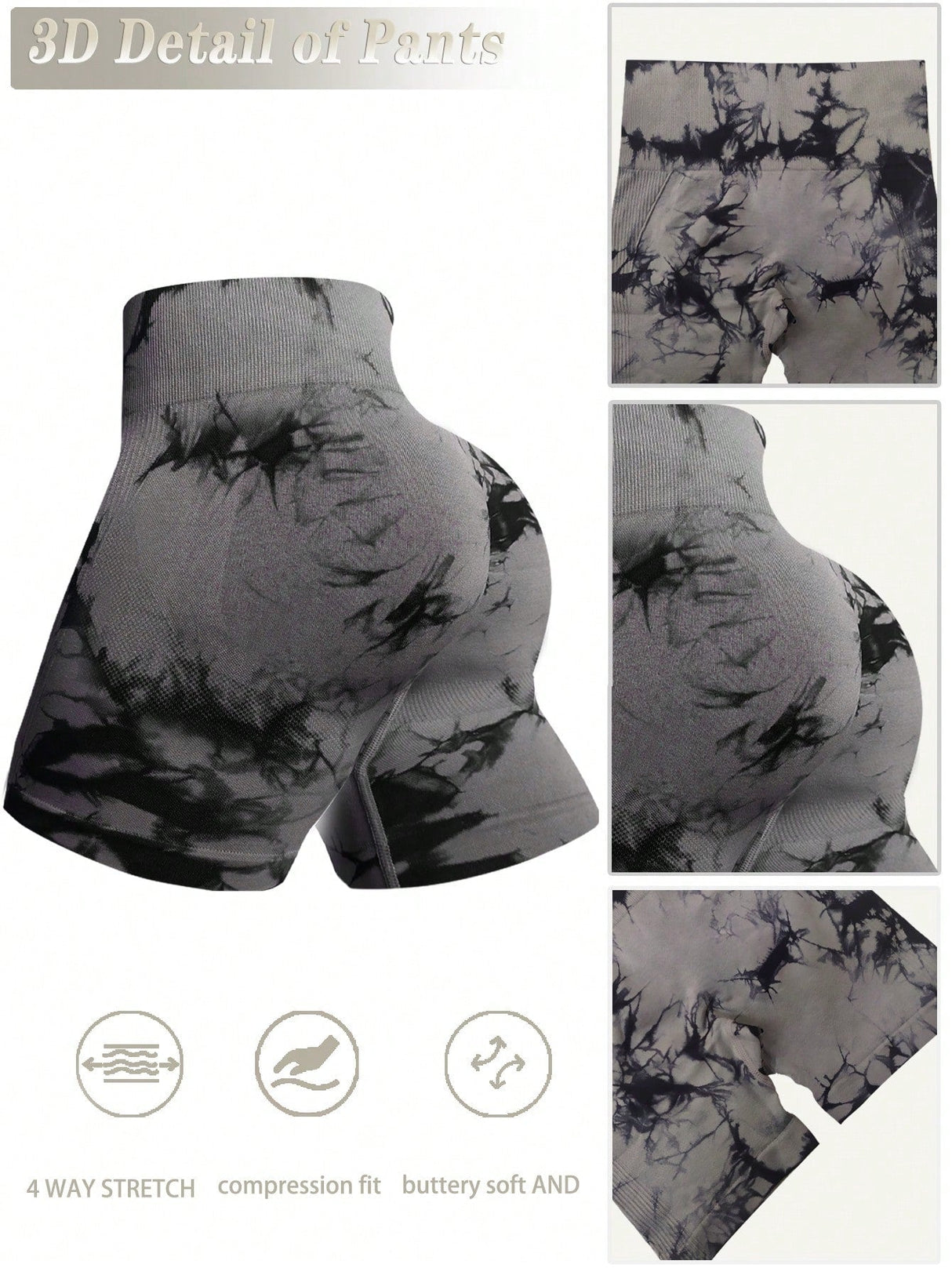6pcs Tie Dye Wideband Waist Sports Shorts