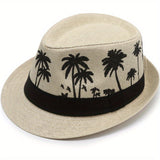Men's Tropical Palm Tree Pattern Fedora Hat
