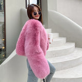 Fox Fur Coat - Elegant Commute Purple