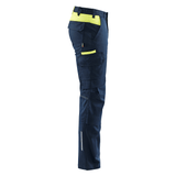 Blaklader 1448 Industry Stretch Kneepad Trousers Dark Navy Blue/Hi-Vis Yellow
