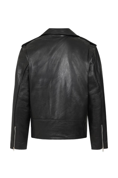 Men's Asymmetrical Genuine Leather Jacket | Black