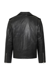 Men's Asymmetrical Genuine Leather Jacket | Black