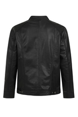 Men's Leather Zip-Up Jacket, Biker Style | Black