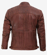 Men's Distressed Biker Leather Jacket | Brown