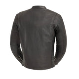 Men's  Leather Motorcycle Jacket with Zipper Closure | Black